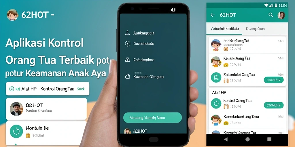 Tampilan antarmuka 62HOT yang intuitif untuk kontrol orang tua.