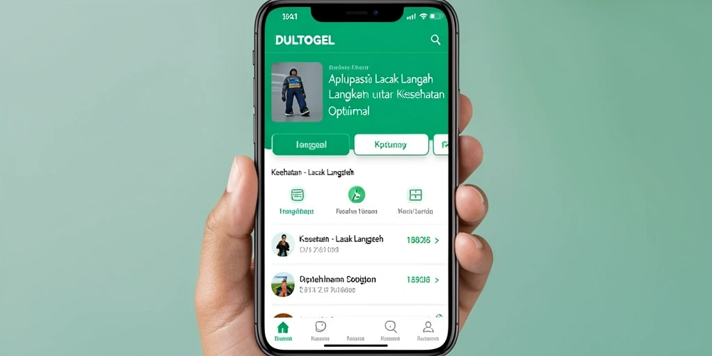 Antarmuka DULTOGEL menampilkan statistik langkah dan grafik kemajuan.