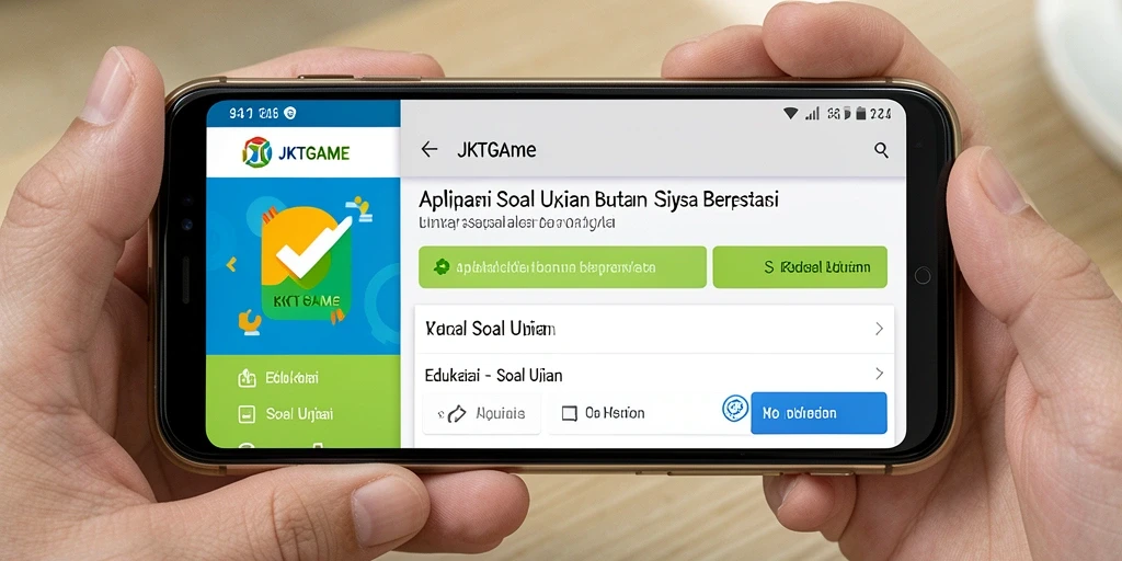 Tampilan utama JKTGAME dengan berbagai soal ujian interaktif.