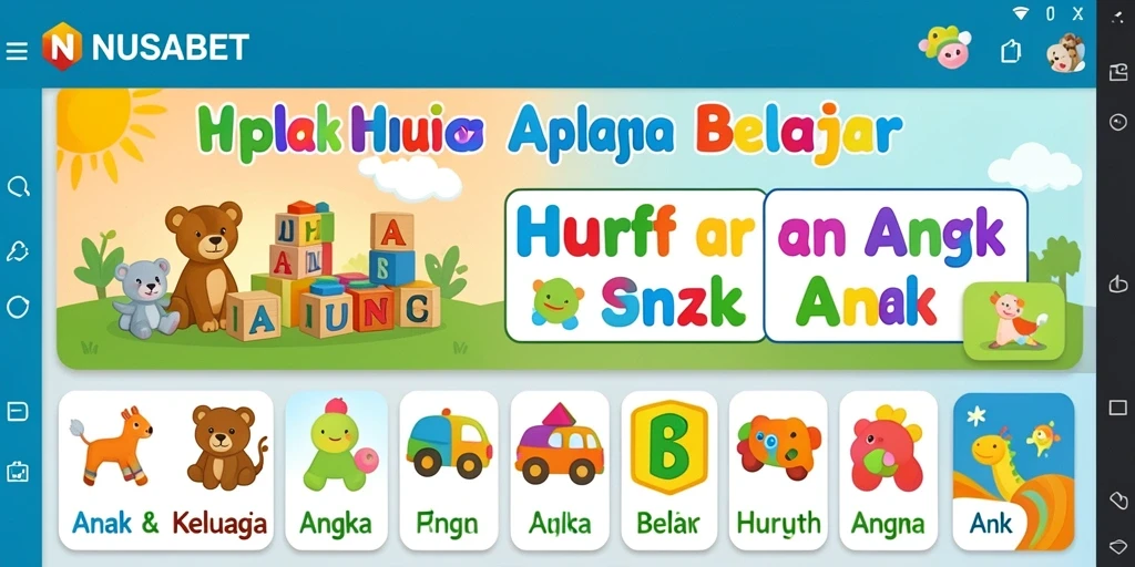 Tampilan antarmuka NUSABET dengan permainan edukasi yang menarik.