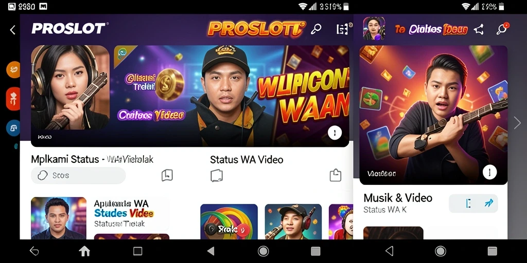 Tampilan antarmuka PROSLOT yang menarik untuk video Status WA.