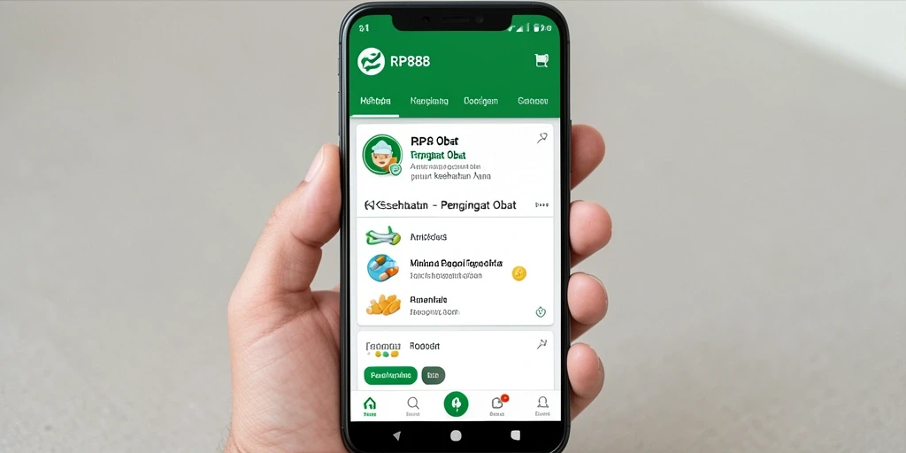 Antarmuka pengguna RP888 yang memudahkan pengingat obat.